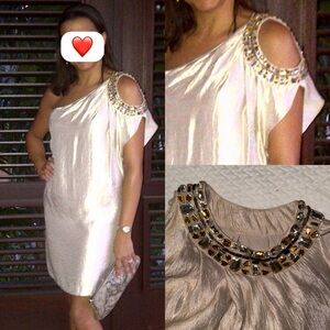 ALEXIA ADMOR One-shoulder Light Gold Goddess Dress